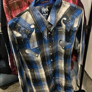 Wrangler Blue Casual Button Down Shirt